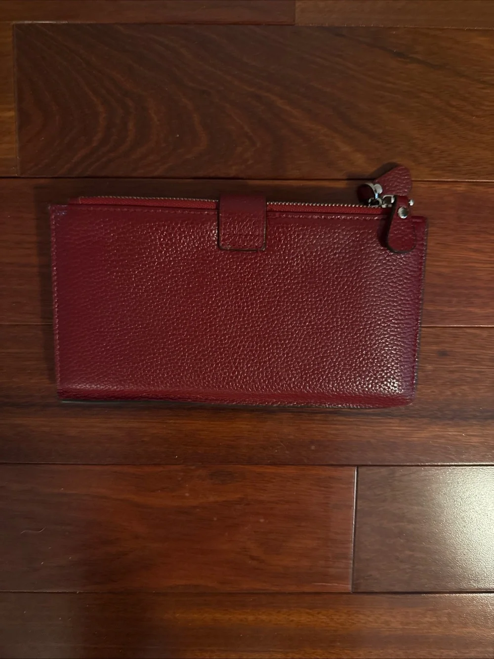 Red Pebbled Leather Wallet Organizer 22 Slot Card Case Zip Side Pockets
